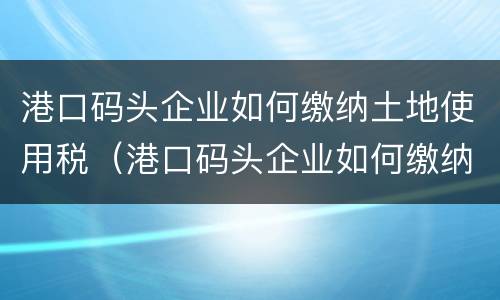 港口码头企业如何缴纳土地使用税（港口码头企业如何缴纳土地使用税款）