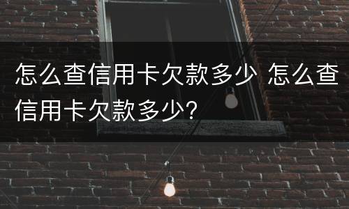 怎么查信用卡欠款多少 怎么查信用卡欠款多少?