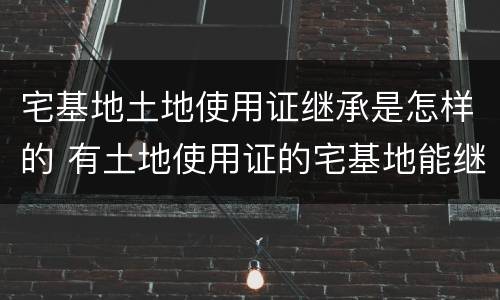 宅基地土地使用证继承是怎样的 有土地使用证的宅基地能继承吗?