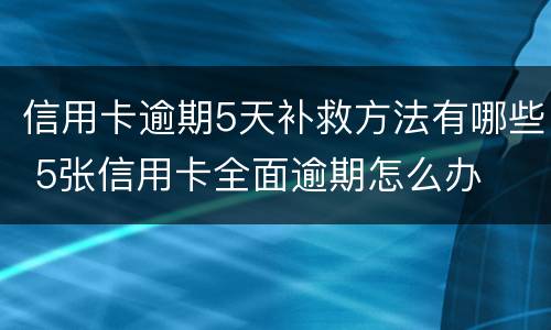 信用卡逾期5天补救方法有哪些 5张信用卡全面逾期怎么办