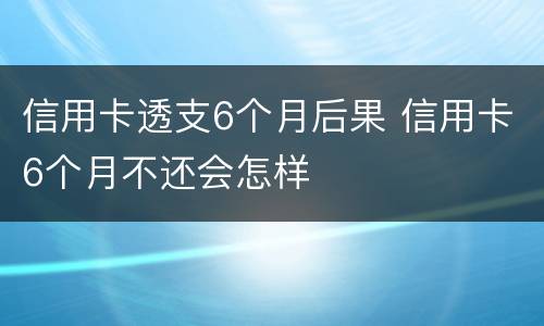 信用卡透支6个月后果 信用卡6个月不还会怎样