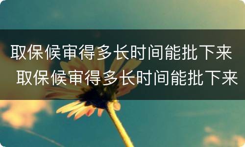 取保候审得多长时间能批下来 取保候审得多长时间能批下来呀