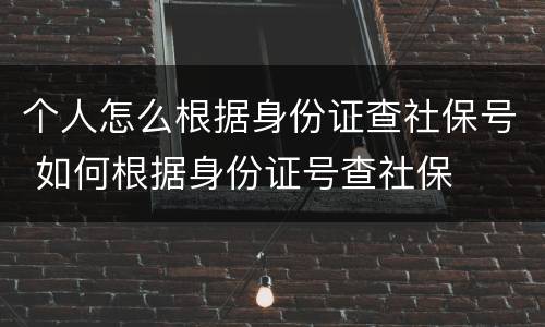 个人怎么根据身份证查社保号 如何根据身份证号查社保