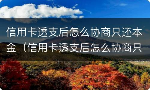 信用卡透支后怎么协商只还本金（信用卡透支后怎么协商只还本金呢）