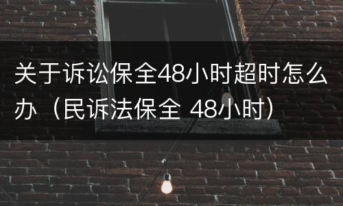 关于诉讼保全48小时超时怎么办（民诉法保全 48小时）