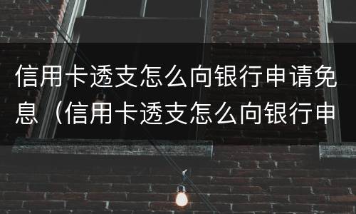 信用卡透支怎么向银行申请免息（信用卡透支怎么向银行申请免息还款）