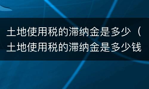 土地使用税的滞纳金是多少（土地使用税的滞纳金是多少钱）