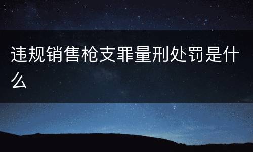 违规销售枪支罪量刑处罚是什么