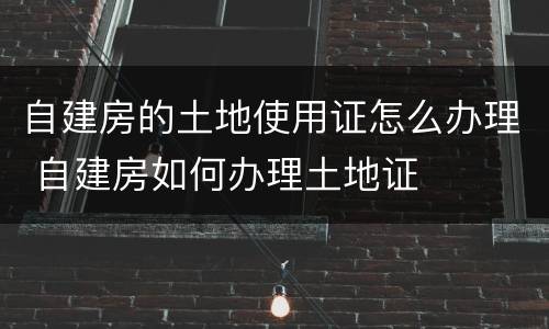 自建房的土地使用证怎么办理 自建房如何办理土地证