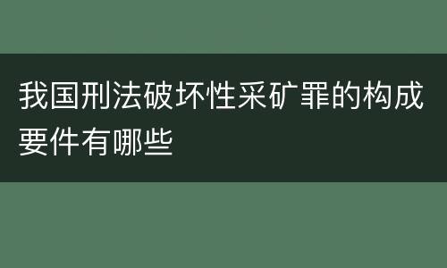 我国刑法破坏性采矿罪的构成要件有哪些