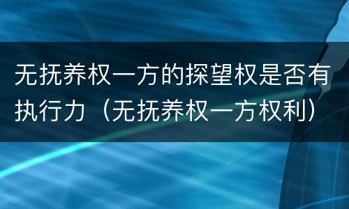 无抚养权一方的探望权是否有执行力（无抚养权一方权利）