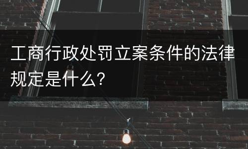 工商行政处罚立案条件的法律规定是什么？