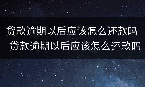 贷款逾期以后应该怎么还款吗 贷款逾期以后应该怎么还款吗