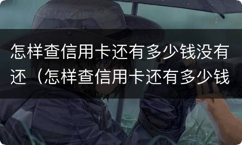 怎样查信用卡还有多少钱没有还（怎样查信用卡还有多少钱没有还款）