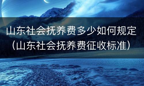 山东社会抚养费多少如何规定（山东社会抚养费征收标准）