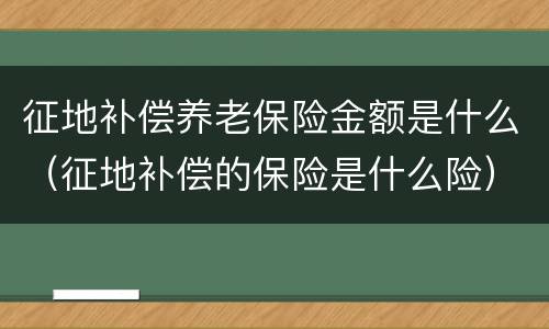 征地补偿养老保险金额是什么（征地补偿的保险是什么险）