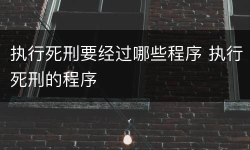 执行死刑要经过哪些程序 执行死刑的程序