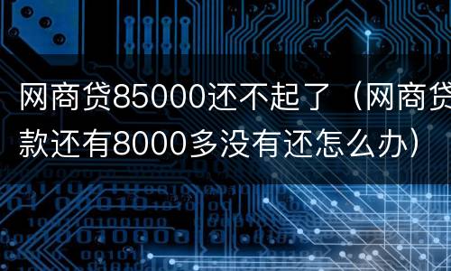 网商贷85000还不起了（网商贷款还有8000多没有还怎么办）