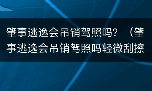 肇事逃逸会吊销驾照吗？（肇事逃逸会吊销驾照吗轻微刮擦）