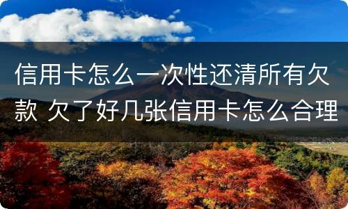 信用卡怎么一次性还清所有欠款 欠了好几张信用卡怎么合理还款呢