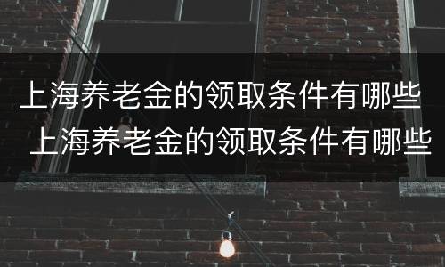 上海养老金的领取条件有哪些 上海养老金的领取条件有哪些呢