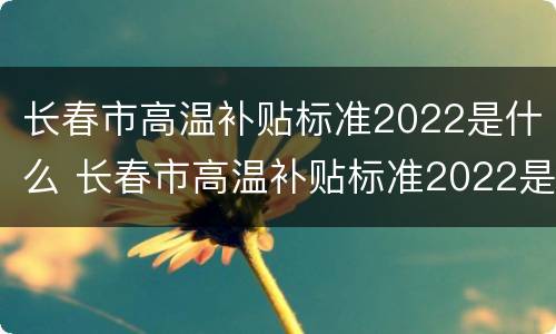 长春市高温补贴标准2022是什么 长春市高温补贴标准2022是什么时候发放