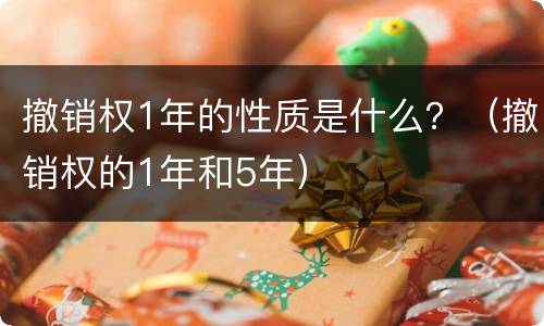 撤销权1年的性质是什么？（撤销权的1年和5年）