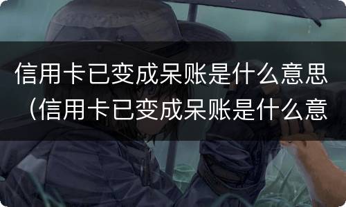 信用卡已变成呆账是什么意思（信用卡已变成呆账是什么意思啊）