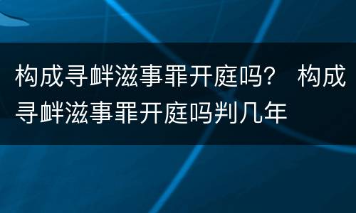 构成寻衅滋事罪开庭吗？ 构成寻衅滋事罪开庭吗判几年