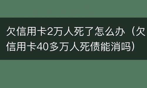 欠信用卡2万人死了怎么办（欠信用卡40多万人死债能消吗）