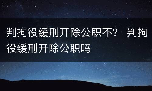 判拘役缓刑开除公职不？ 判拘役缓刑开除公职吗