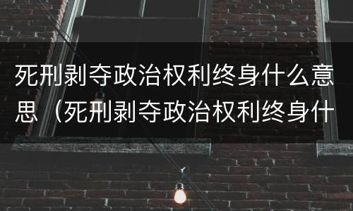 死刑剥夺政治权利终身什么意思（死刑剥夺政治权利终身什么意思会死吗）