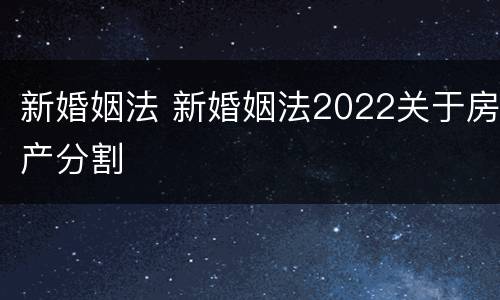 新婚姻法 新婚姻法2022关于房产分割