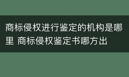 商标侵权进行鉴定的机构是哪里 商标侵权鉴定书哪方出