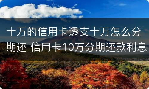 十万的信用卡透支十万怎么分期还 信用卡10万分期还款利息多少