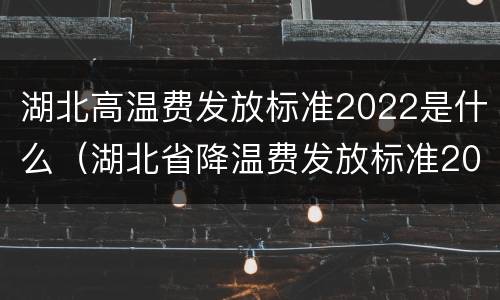 湖北高温费发放标准2022是什么（湖北省降温费发放标准2020）