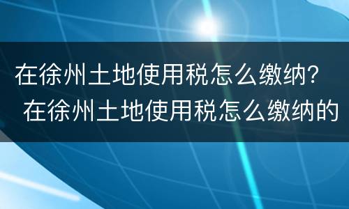 在徐州土地使用税怎么缴纳？ 在徐州土地使用税怎么缴纳的