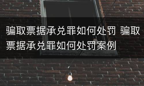 骗取票据承兑罪如何处罚 骗取票据承兑罪如何处罚案例