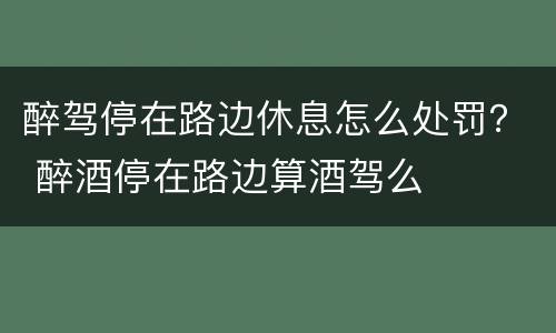 醉驾停在路边休息怎么处罚？ 醉酒停在路边算酒驾么