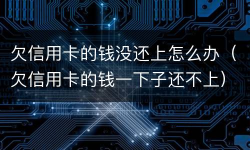 欠信用卡的钱没还上怎么办（欠信用卡的钱一下子还不上）