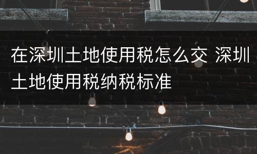 在深圳土地使用税怎么交 深圳土地使用税纳税标准