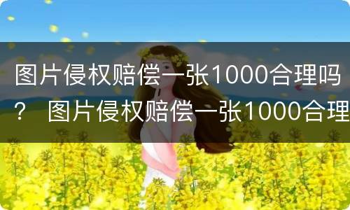 图片侵权赔偿一张1000合理吗？ 图片侵权赔偿一张1000合理吗为什么