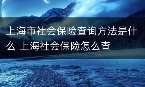 上海市社会保险查询方法是什么 上海社会保险怎么查