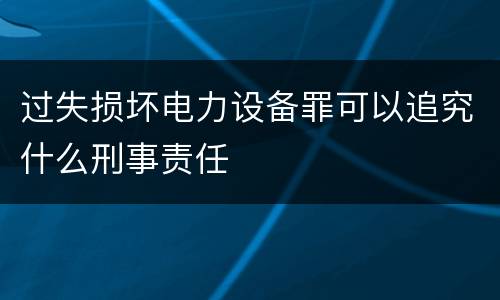 过失损坏电力设备罪可以追究什么刑事责任