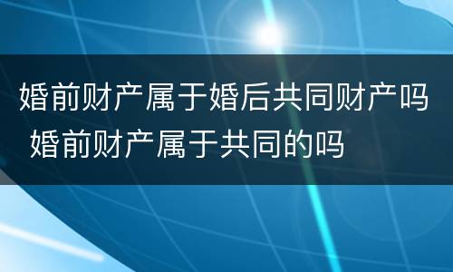 婚前财产属于婚后共同财产吗 婚前财产属于共同的吗