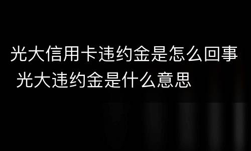 光大信用卡违约金是怎么回事 光大违约金是什么意思