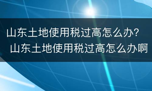 山东土地使用税过高怎么办？ 山东土地使用税过高怎么办啊