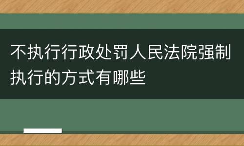 不执行行政处罚人民法院强制执行的方式有哪些