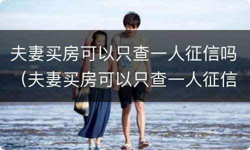 夫妻买房可以只查一人征信吗（夫妻买房可以只查一人征信吗可带多少钱）