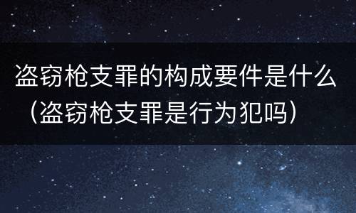 盗窃枪支罪的构成要件是什么（盗窃枪支罪是行为犯吗）